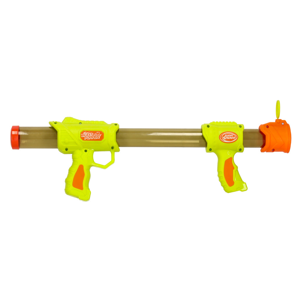 Tvirtas 2in1 žalias pistoletas-karabinas vaikams su putų šoviniais ir šratais