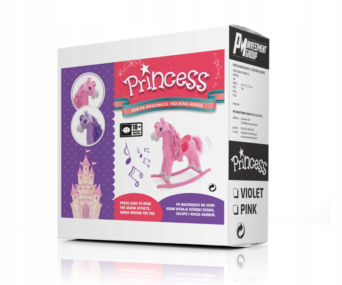 Supamas arkliukas Princess, rožinis, medinis pagrindas – vaizdas 7