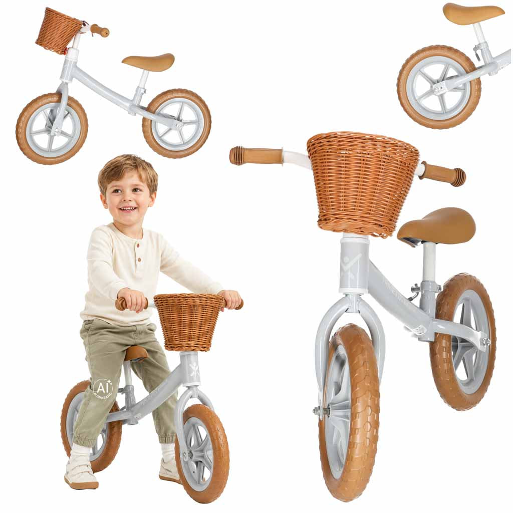 Balansinis dviratukis Trike Fix Balance su krepšeliu, rudas, nuo 2 m.