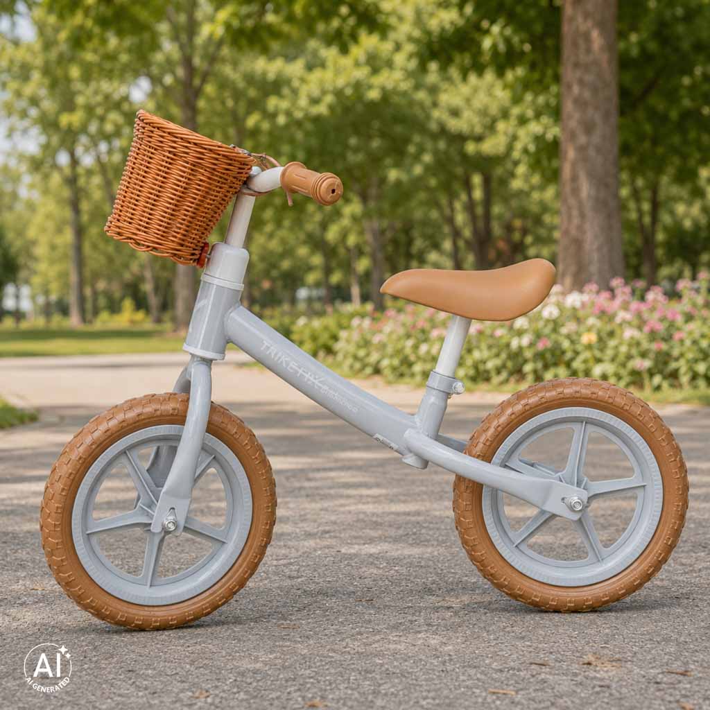Balansinis dviratukis Trike Fix Balance su krepšeliu, rudas, nuo 2 m.