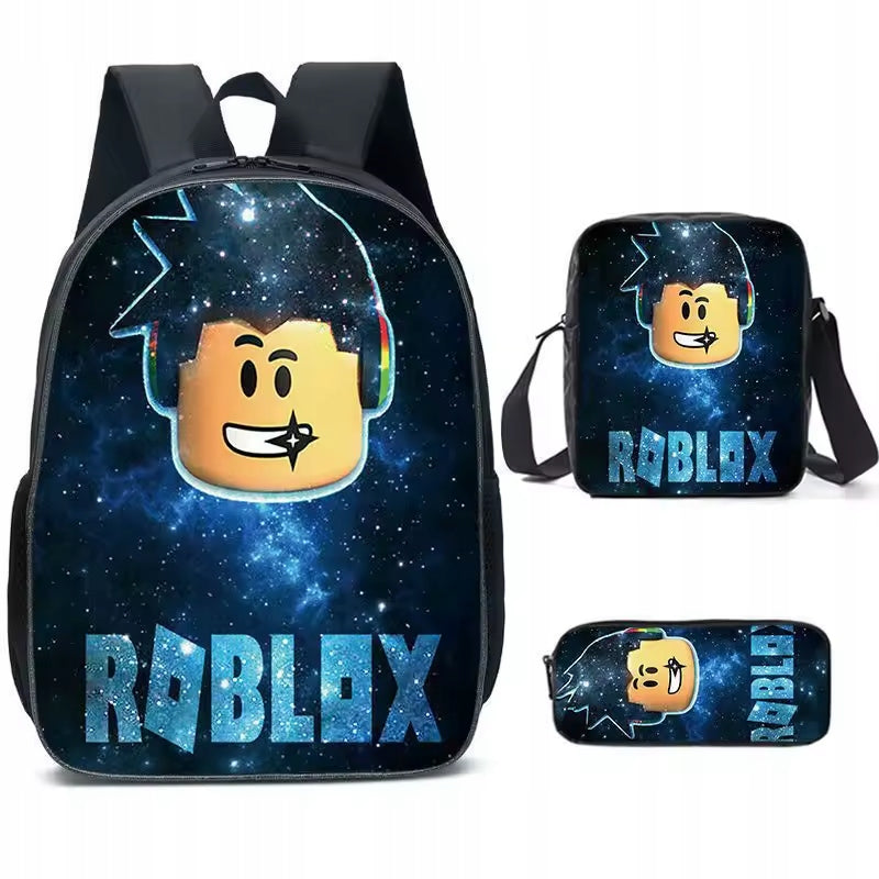 Mokyklinis kuprinės komplektas vaikams – 3 dalių: kuprinė, maišelis ir pieštuko dėklas, ROBLOX