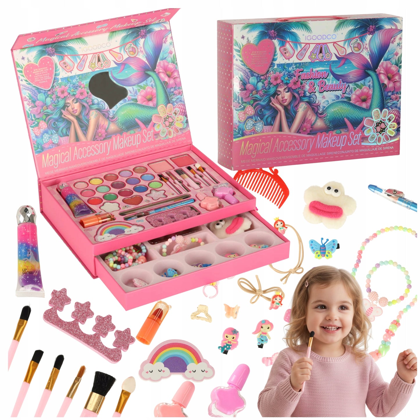 Kosmetikos rinkinys mergaitėms makiažui ir nagų dažymui, pakuotė – vaizdas 2