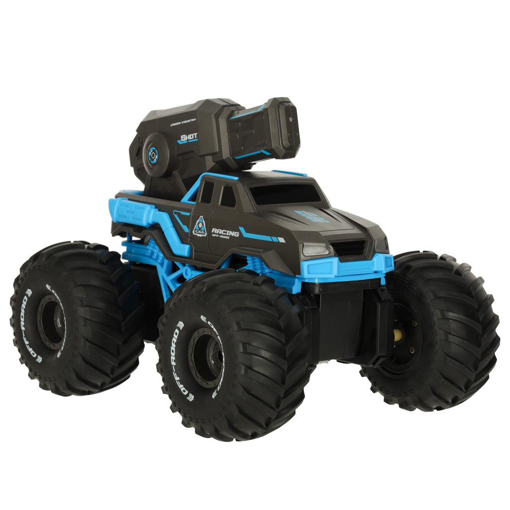 Mėlynas RC amfibinis automobilis, atsparus vandeniui, valdomas gestais, su 2 pulteliais