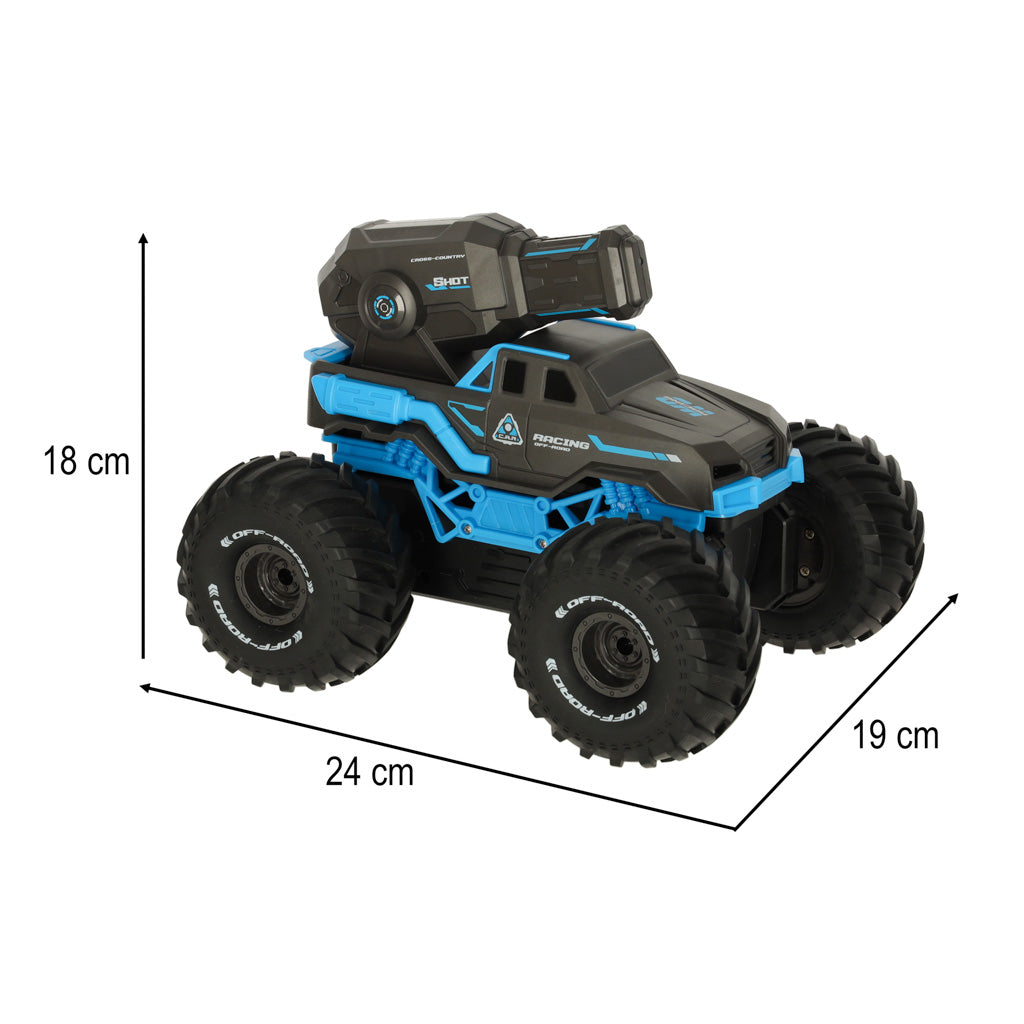 Mėlynas RC amfibinis automobilis, atsparus vandeniui, valdomas gestais, su 2 pulteliais