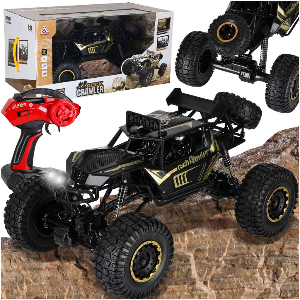 Radijo bangomis valdomas automobilis 2,4 GHz 1:8, 51 cm, metalinis, juodas