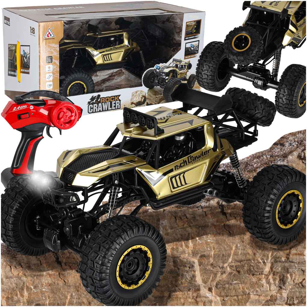 Radio bangomis valdomas automobilis 2,4 GHz, 1:8, 51 cm, metalinis, auksinis
