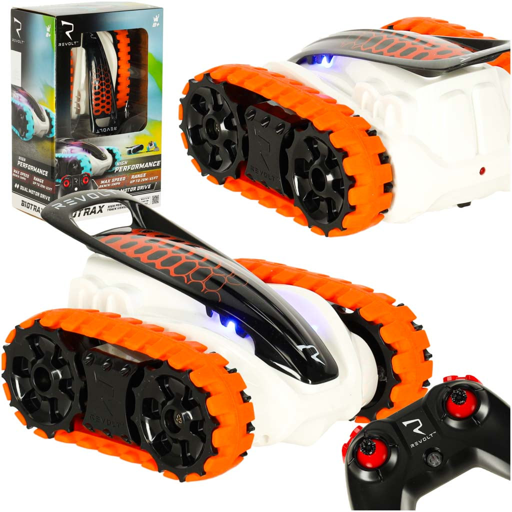 Nuotoliniu būdu valdomas vikšrinis automobilis REVOLT TG1006 High-Performance Track Racer, 2.4GHz, su LED, skirtas bekelei, raudonas, veikimo nuotolis iki 40 m