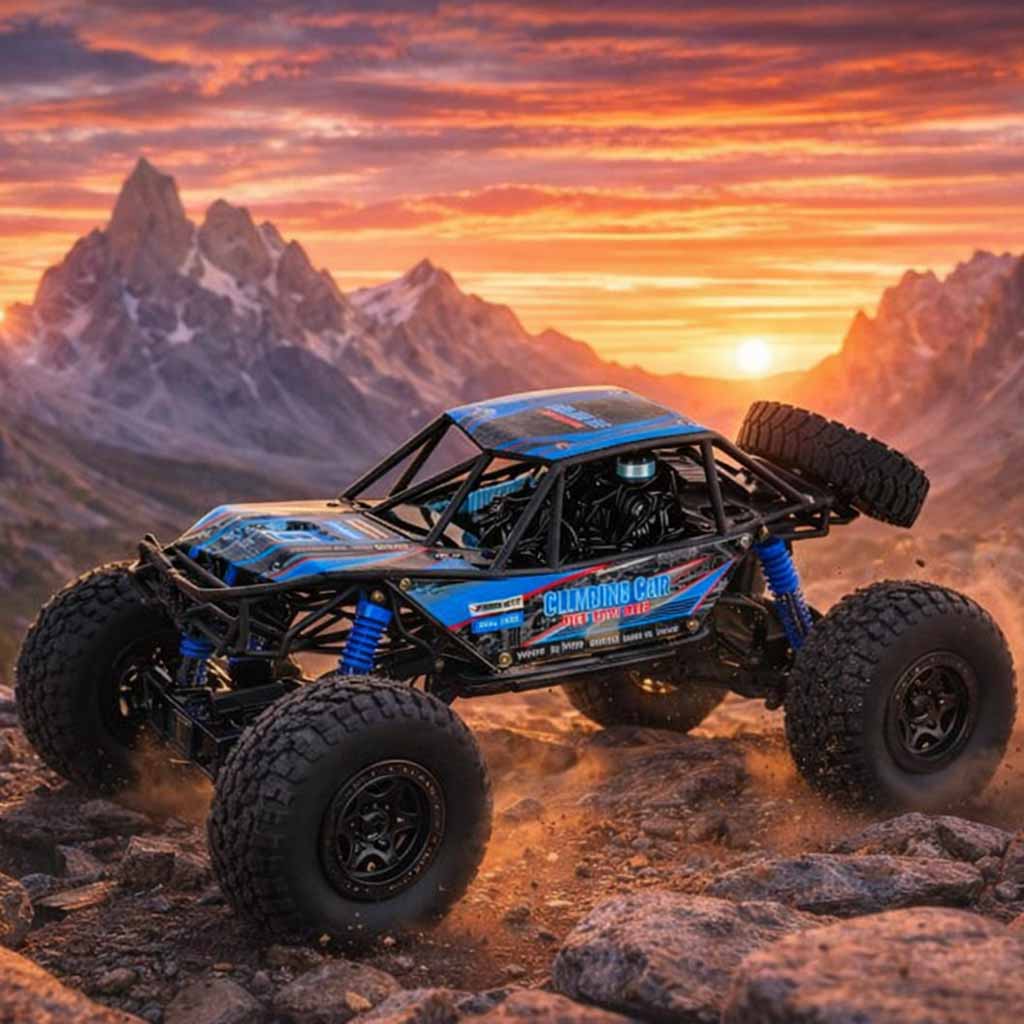 RC Crawler visureigis 1:10 4WD 48cm mėlynas radijo bangomis valdomas