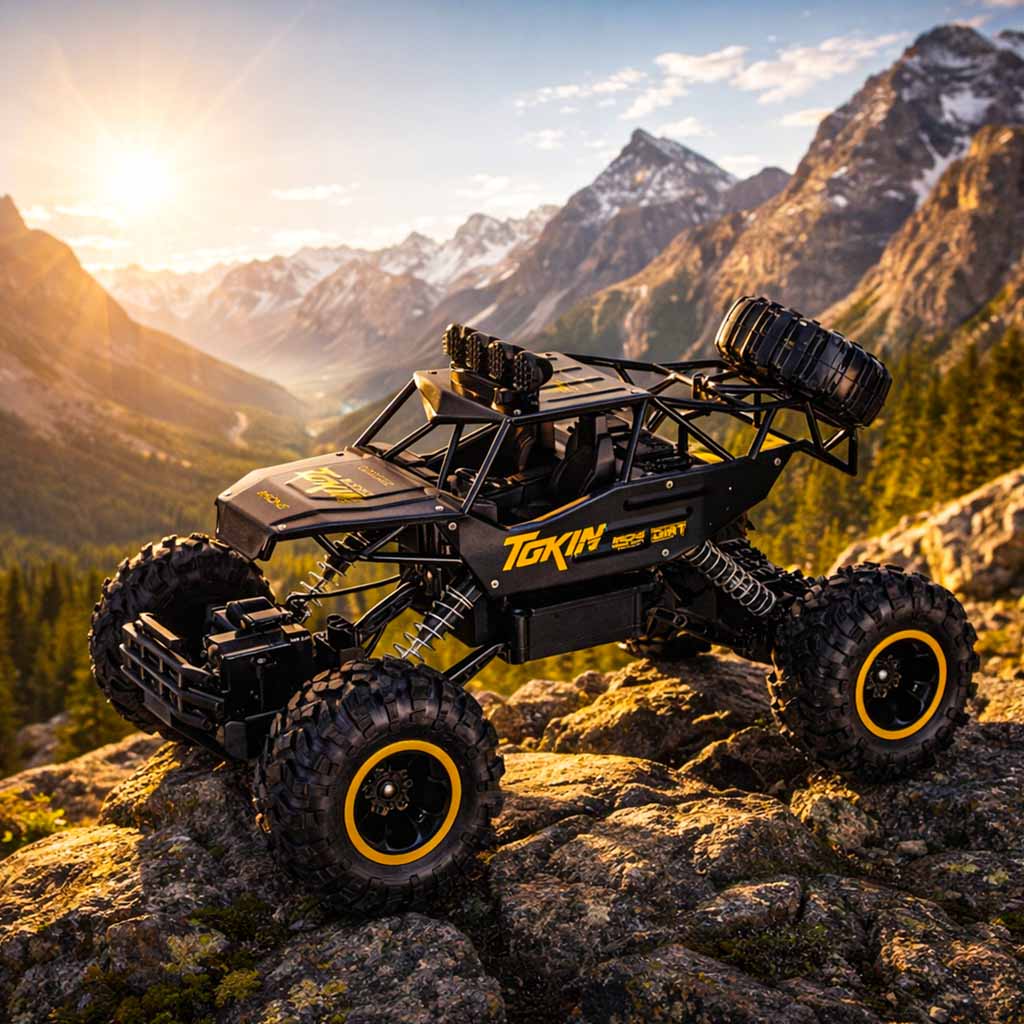 Radijo bangomis valdomas Rock Crawler 4WD metalinis 1:12 juodas