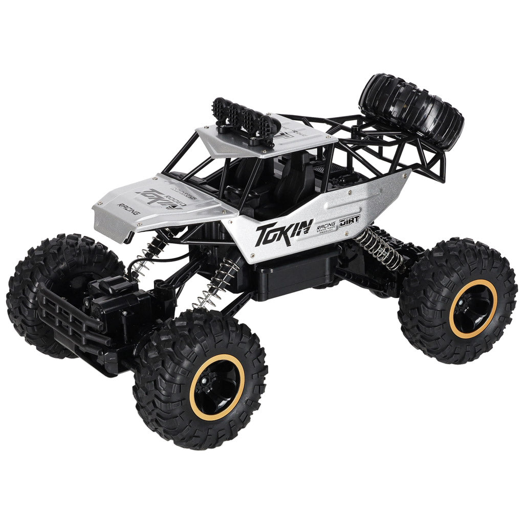 Nuotoliniu būdu valdomas RC Rock Crawler 1:12 4WD metalinis automobilis, sidabrinis