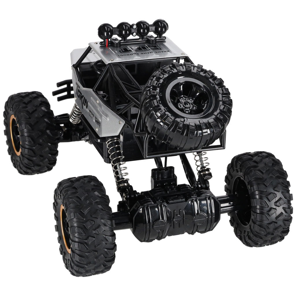 Nuotoliniu būdu valdomas RC Rock Crawler 1:12 4WD metalinis automobilis, sidabrinis