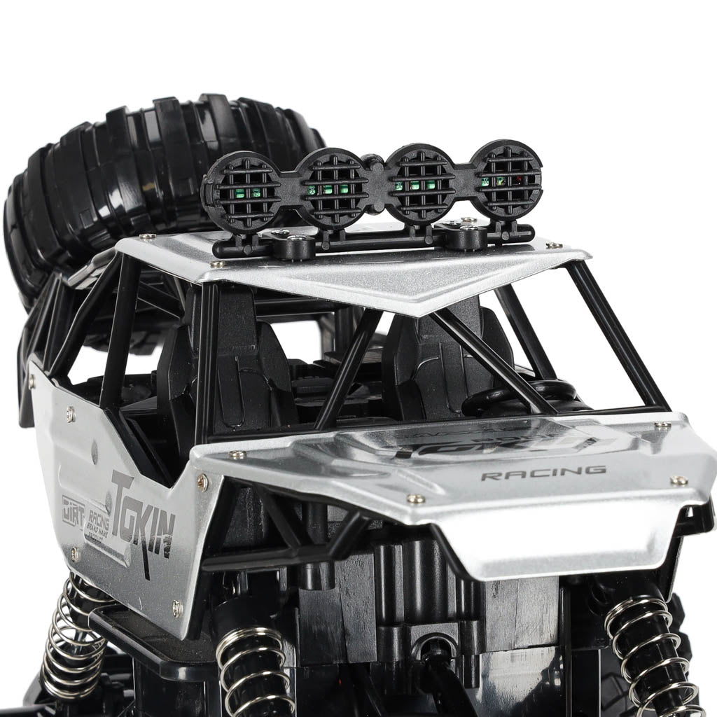 Nuotoliniu būdu valdomas RC Rock Crawler 1:12 4WD metalinis automobilis, sidabrinis