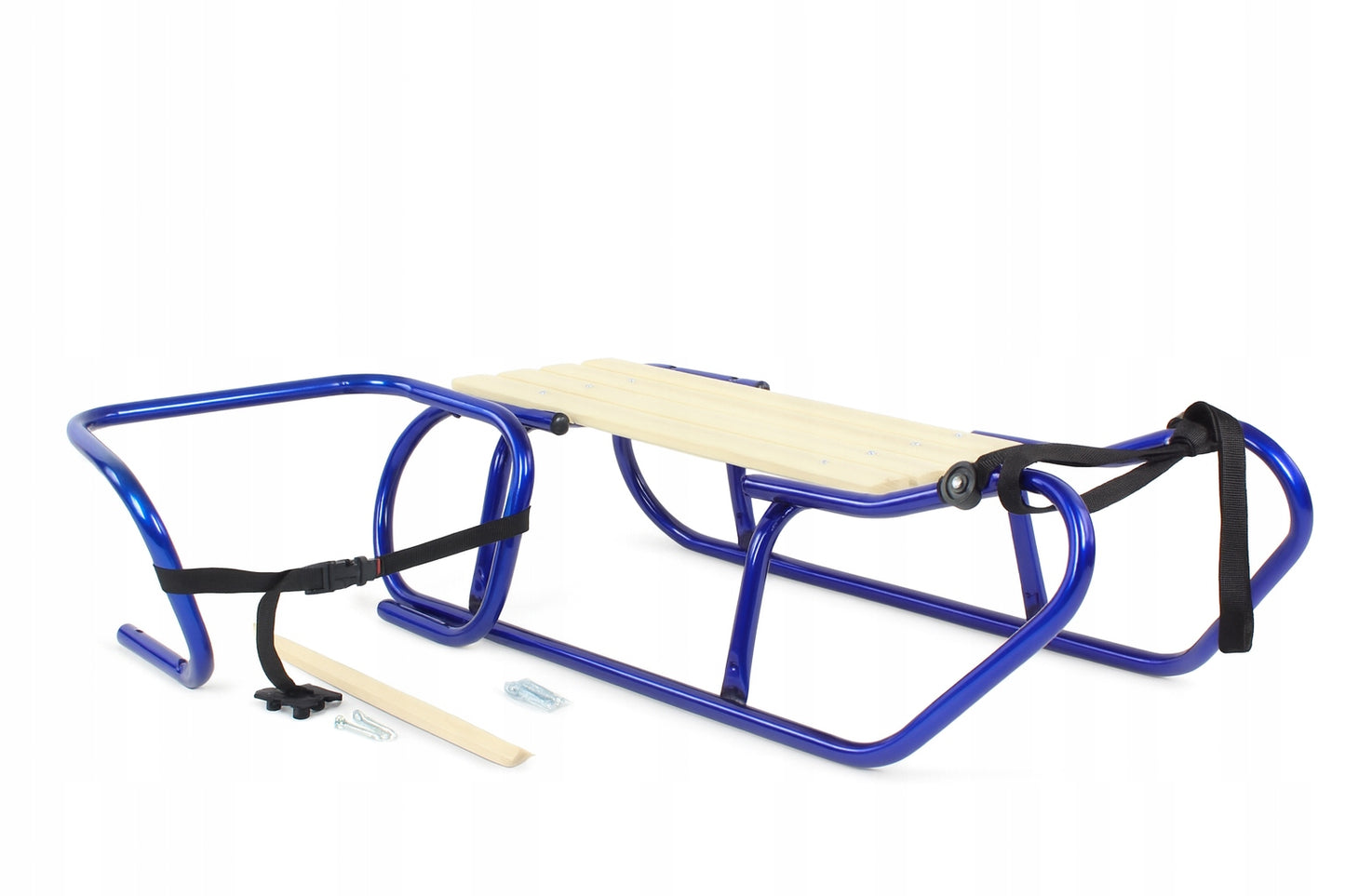 Metalinių Rogučių Komplektas su Nugara, Čiužiniu, Kojų Atramomis ir Diržu – Mėlyna Spalva – vaizdas 9