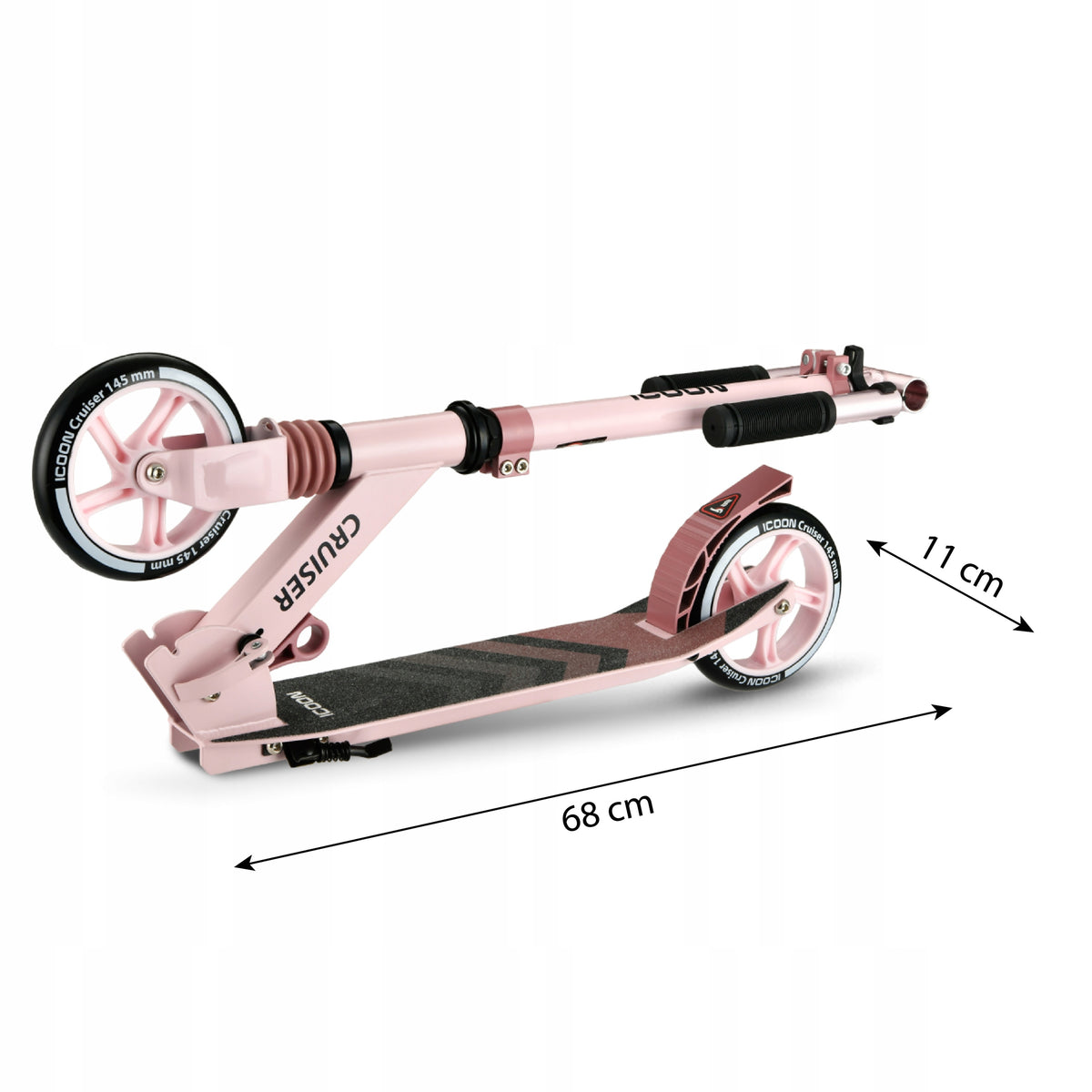 Paspirtukas Icoon Cruiser, sulankstomas, su amortizatoriumi, reguliuojamas, iki 50 kg