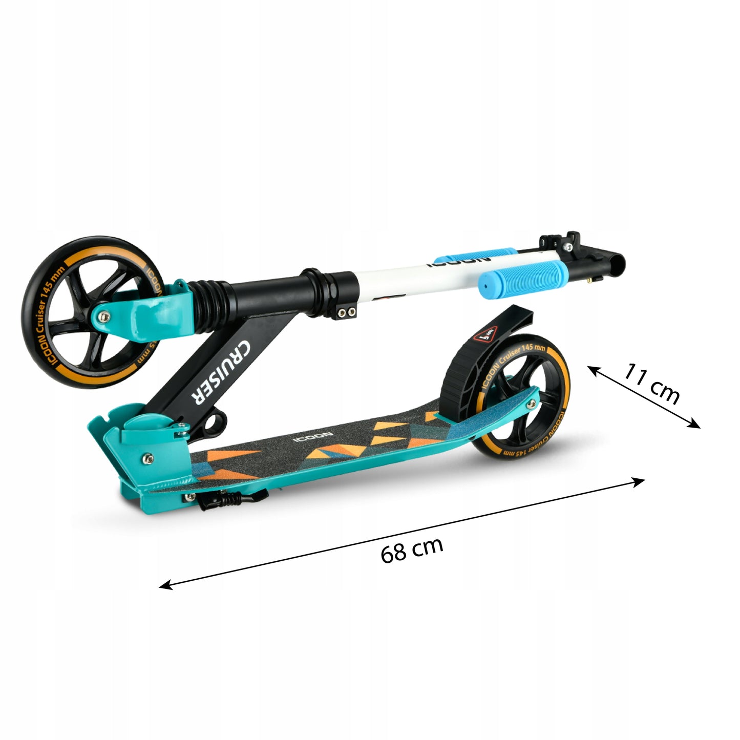 Mėlynas Paspirtukas Icoon Cruiser, sulankstomas, su amortizatoriumi, reguliuojamas, iki 50 kg