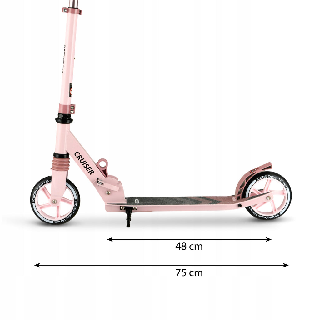 Paspirtukas Icoon Cruiser, sulankstomas, su amortizatoriumi, reguliuojamas, iki 50 kg