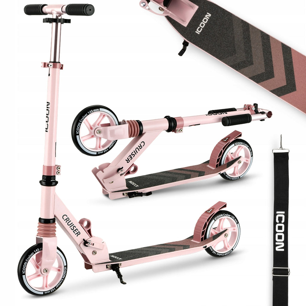 Paspirtukas Icoon Cruiser, sulankstomas, su amortizatoriumi, reguliuojamas, iki 50 kg