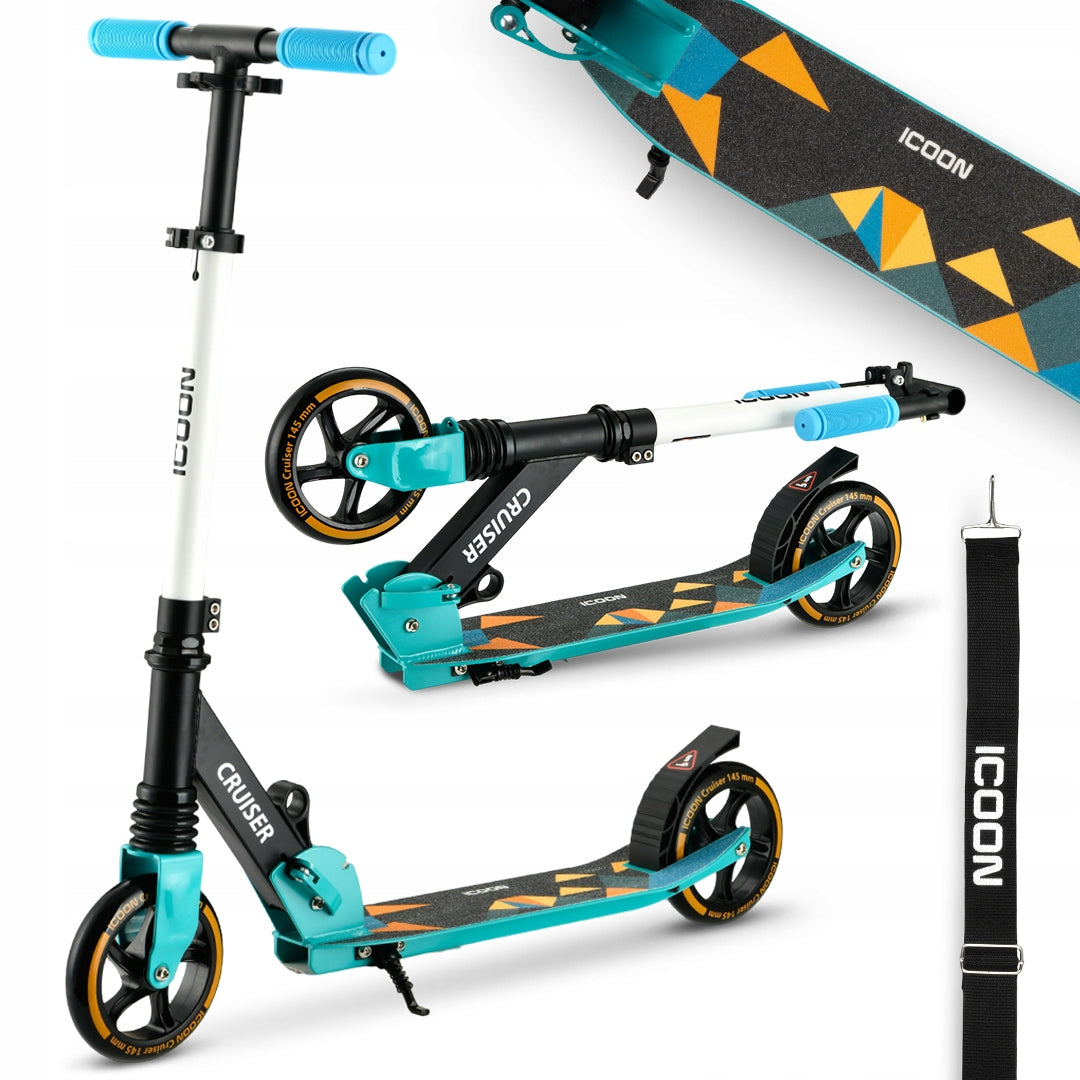Mėlynas Paspirtukas Icoon Cruiser, sulankstomas, su amortizatoriumi, reguliuojamas, iki 50 kg