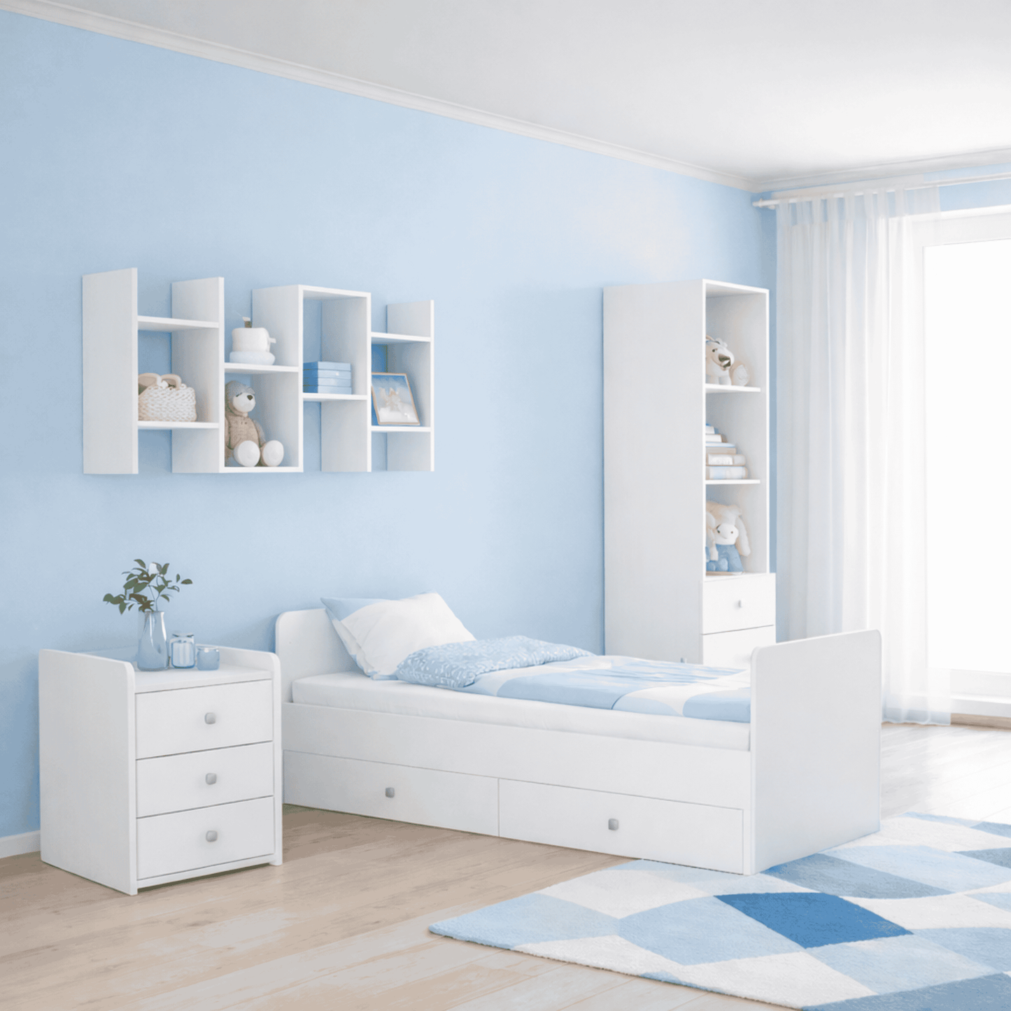 Daugiafunkcė kūdikio lovytė 4in1 SMART su komoda ir pervystykla