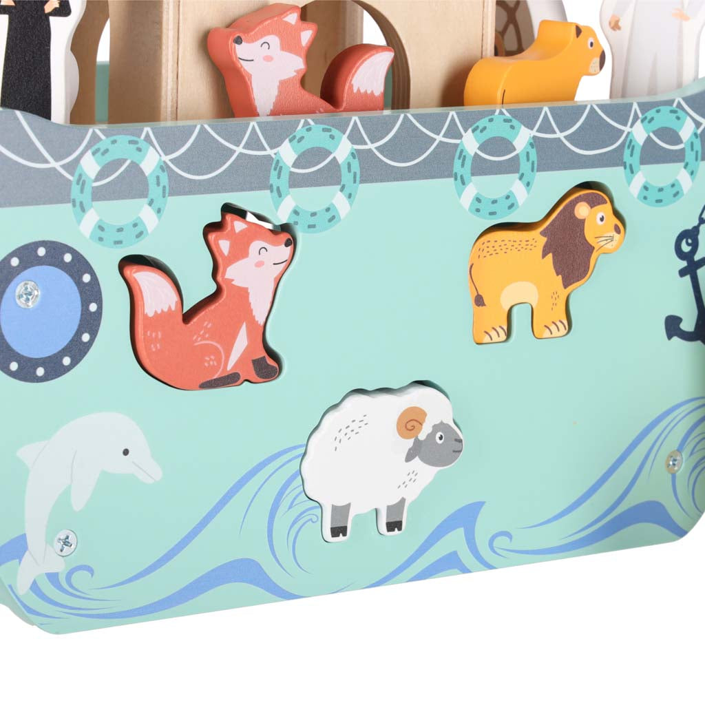 Lulilo medinis formų rūšiuoklis „Nojaus arka“ su gyvūnais, 9 elementai