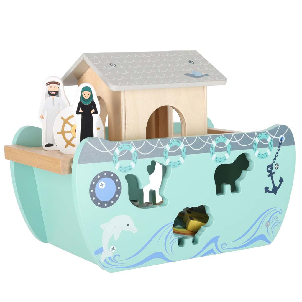 Lulilo medinis formų rūšiuoklis „Nojaus arka“ su gyvūnais, 9 elementai