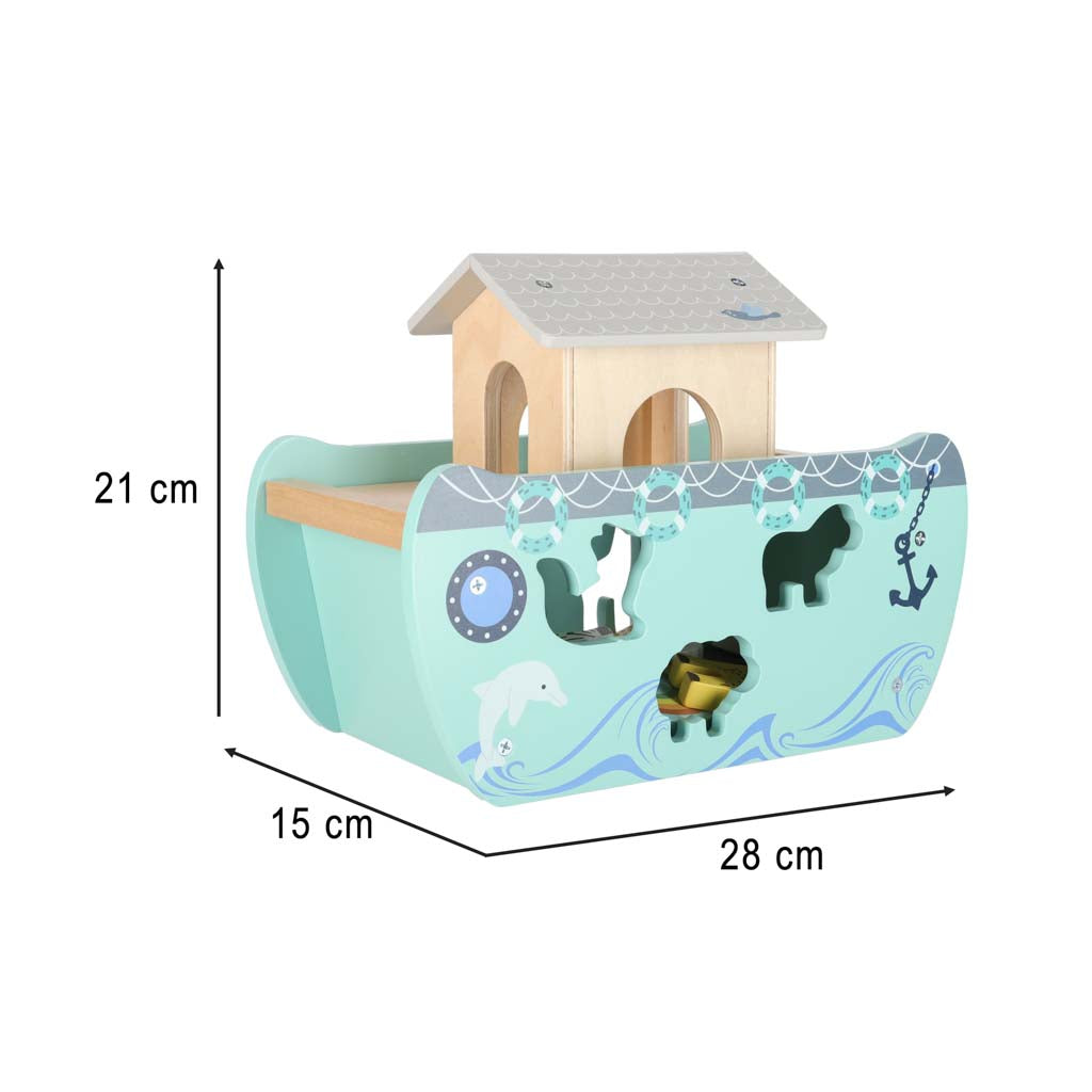 Lulilo medinis formų rūšiuoklis „Nojaus arka“ su gyvūnais, 9 elementai