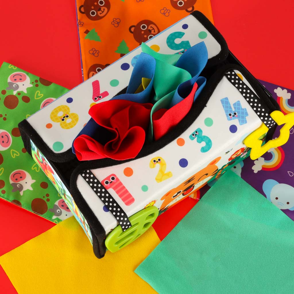 Montessori rūšiuoklis servetėlių dėžutė su kilimėliu 2 in 1