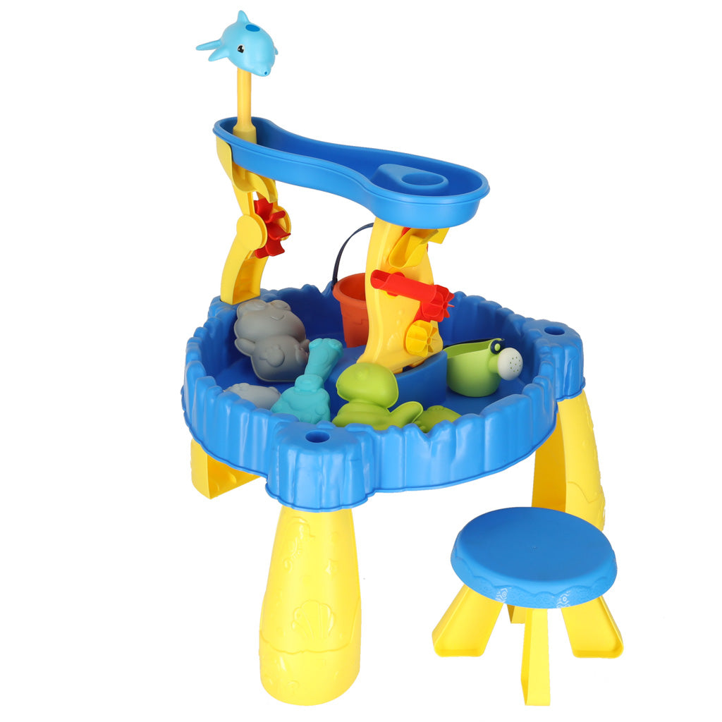 Vandens stalas smėlio ir vandens žaidimams, dviejų lygių, su priedais