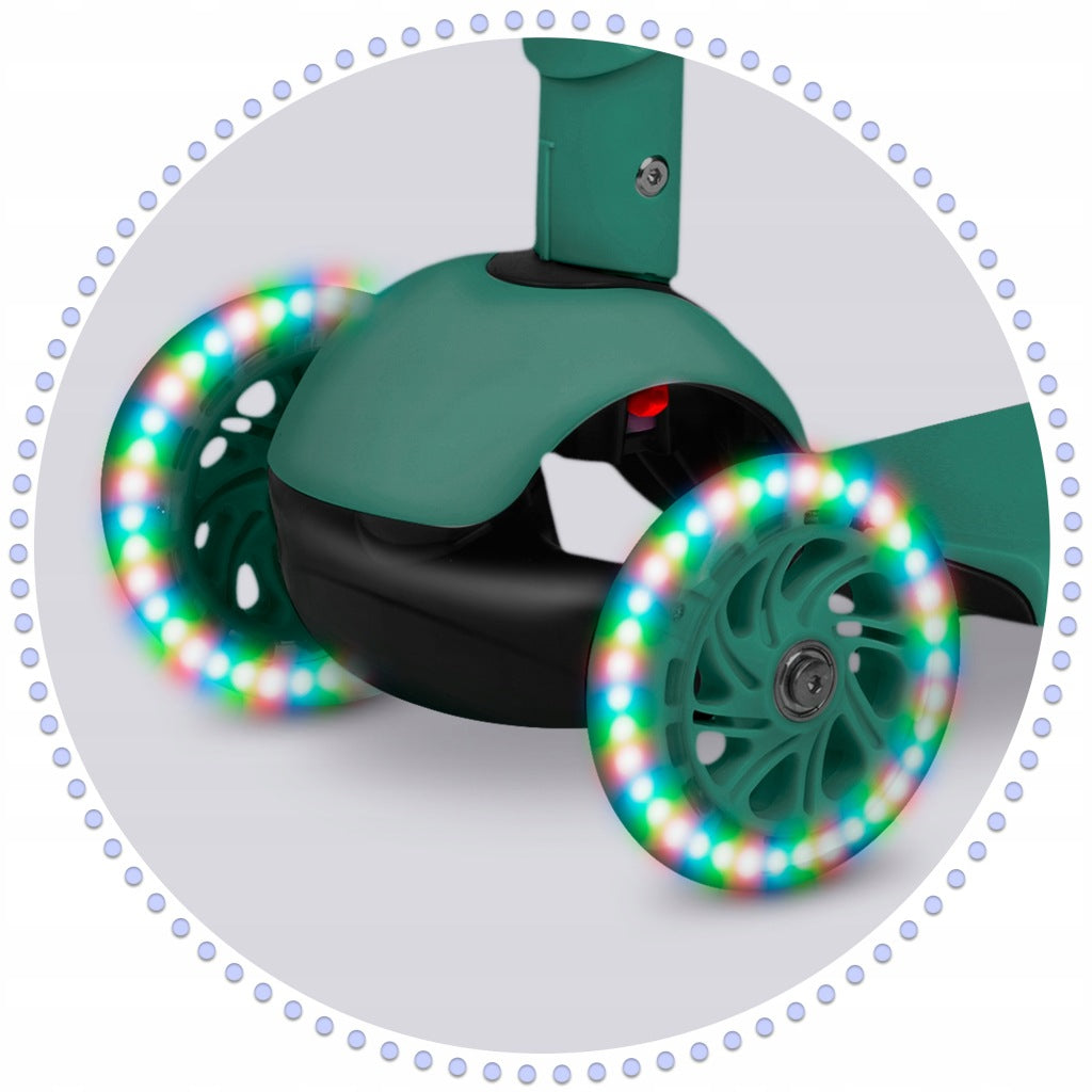 Vaikiškas balansinis triratis-paspirtukas 3in1 Žalias