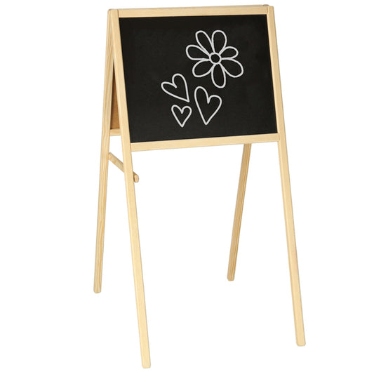 Dvipusė medinė magnetinė kreidinė lenta su raidėmis ir kreida, 43x50x84 cm