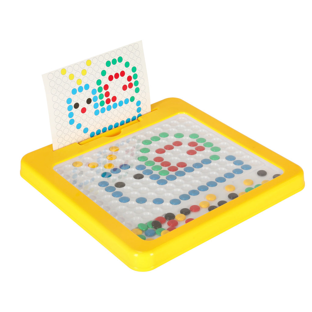 Montessori magnetinė lenta su spalvotų taškelių mozaika, geltona, 26 x 26 cm