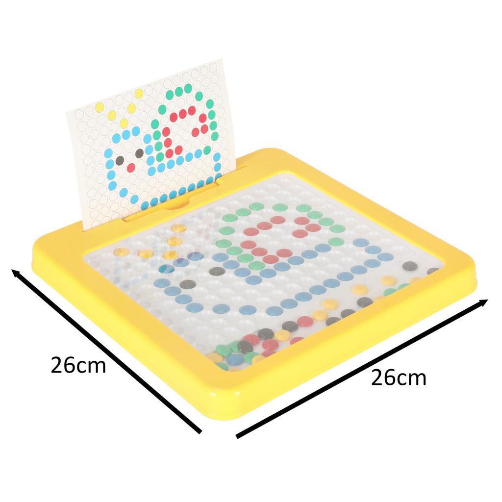 Montessori magnetinė lenta su spalvotų taškelių mozaika, geltona, 26 x 26 cm