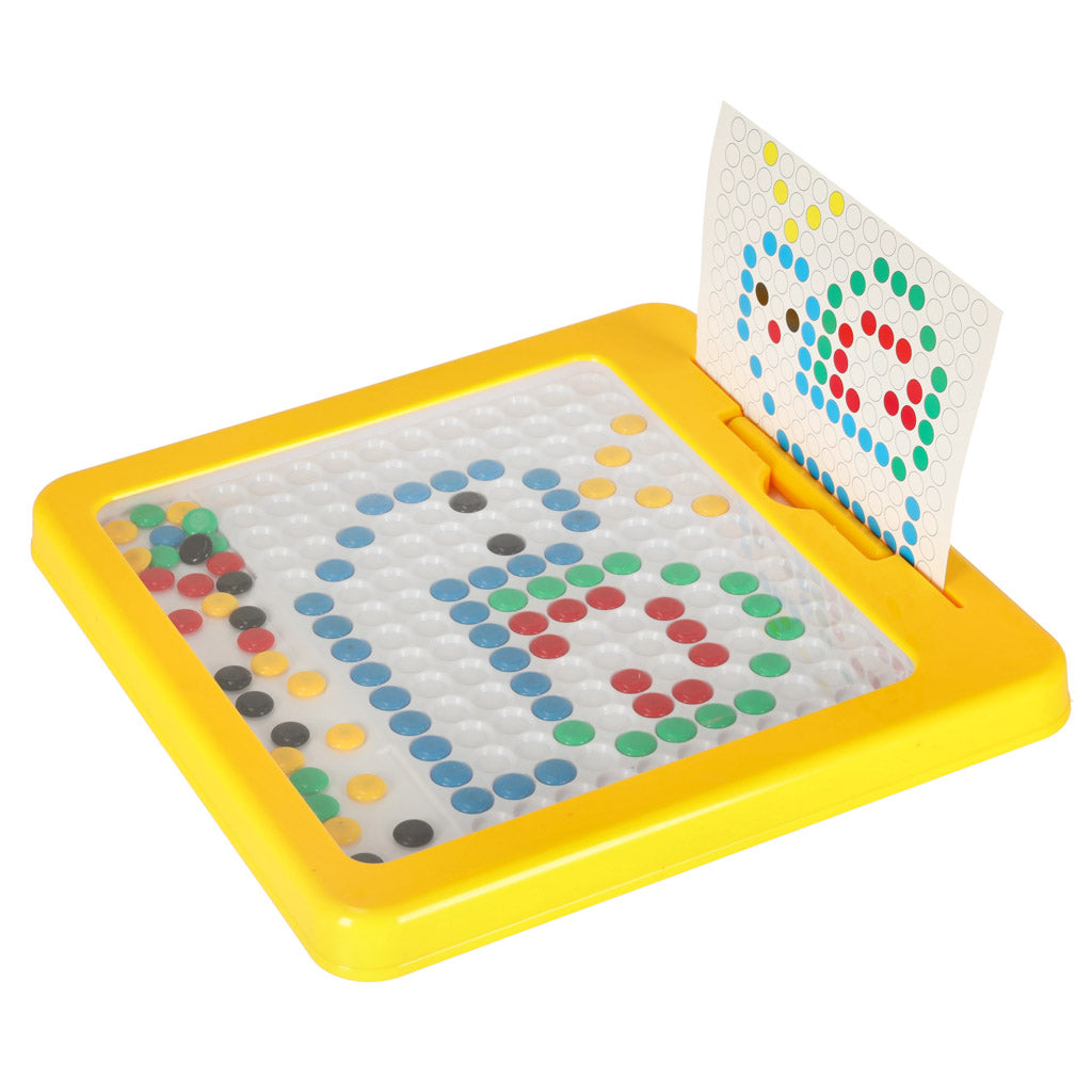Montessori magnetinė lenta su spalvotų taškelių mozaika, geltona, 26 x 26 cm