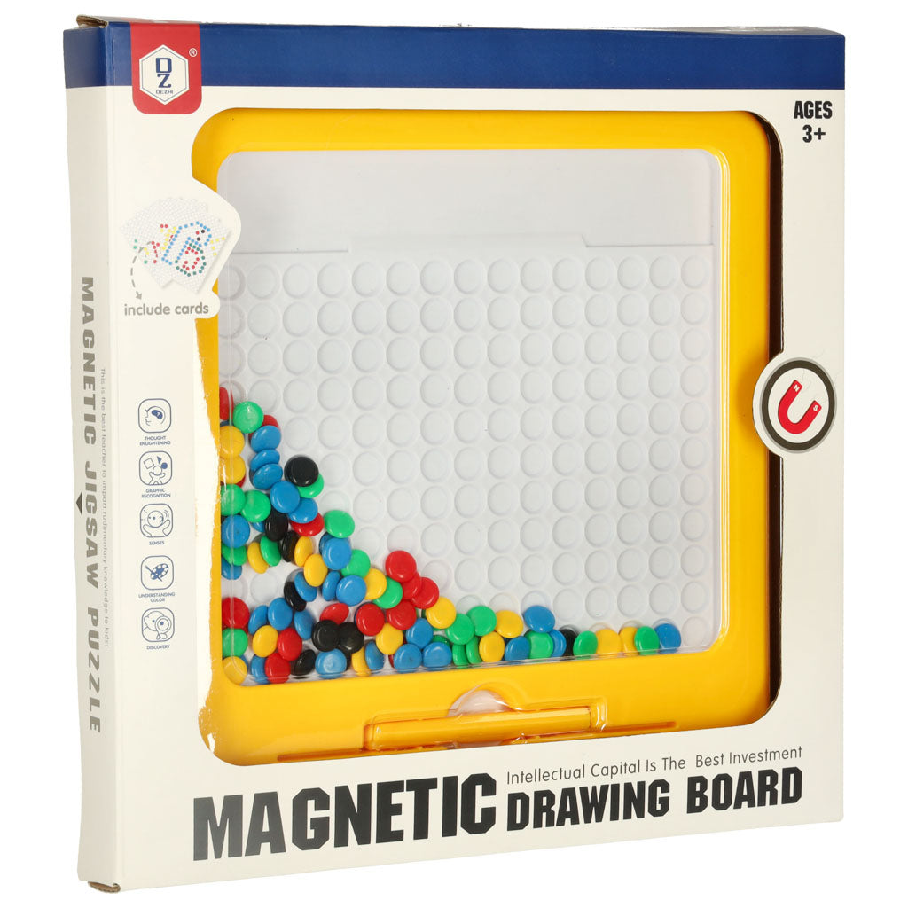 Montessori magnetinė lenta su spalvotų taškelių mozaika, geltona, 26 x 26 cm