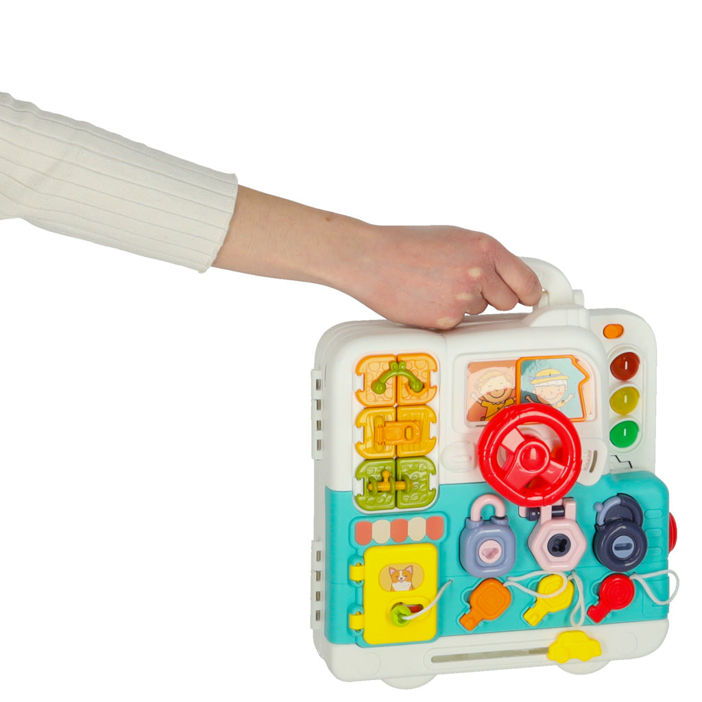 Montessori manipuliacinė lenta lagamine XXL su garsu ir šviesa