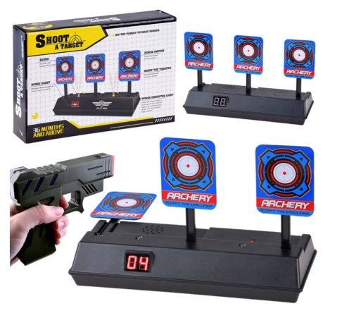 Elektroninis šaudymo taikinys su 3 tikslais ir skaitmeniniu skaitikliu