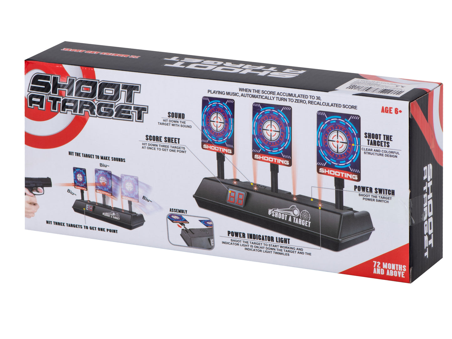 Elektroninis šaudymo taikinys su 3 tikslais ir skaitmeniniu skaitikliu