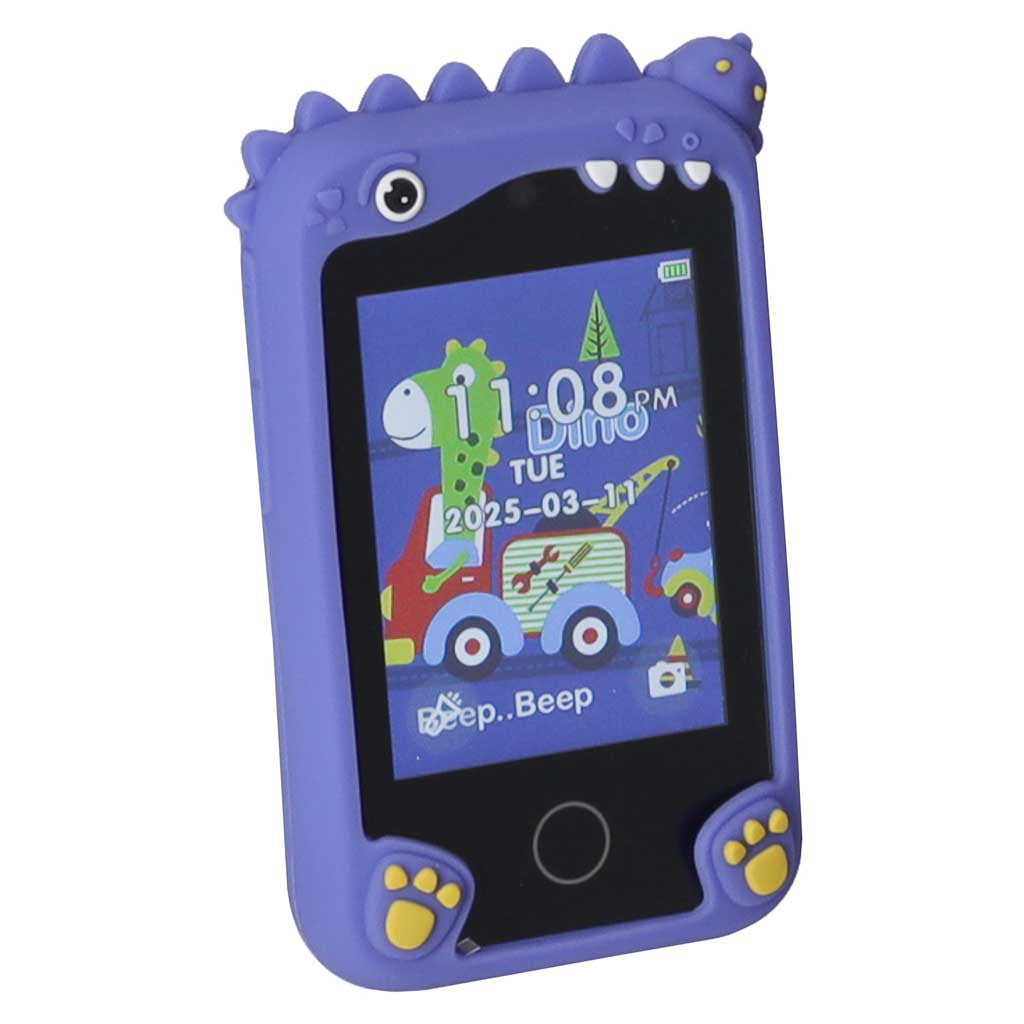 Žaislinis telefonas vaikams su kamera, MP3 ir žaidimais, mėlynas dinozauras