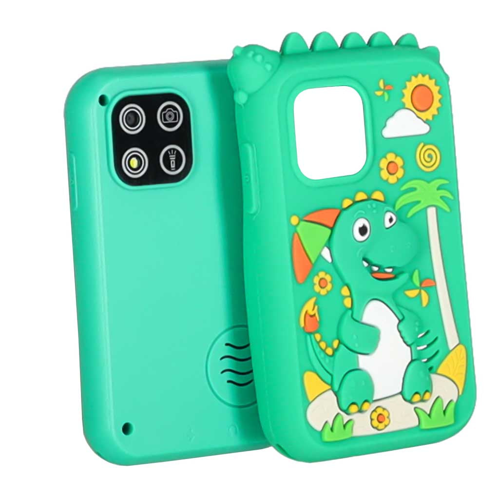 Žaislinis telefonas vaikams su kamera, MP3 ir žaidimais, žalias dinozauras