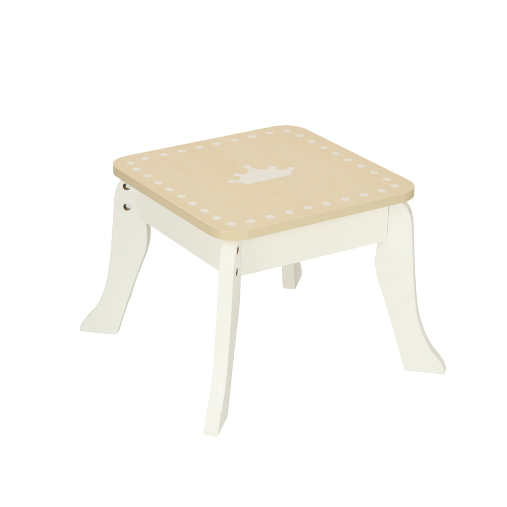 LULILO Bella medinis mergaitės tualetinis staliukas su veidrodžiu, taburete ir priedais