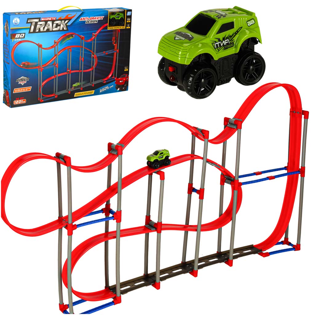 Magnetinis antigravitacinis automobilių takelis 123 cm, XL, 120 dalių