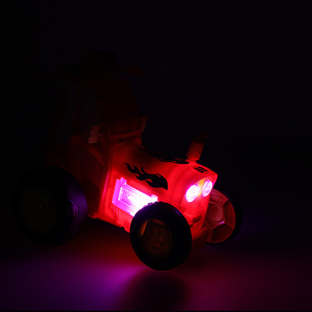 Raudonas RC nuotoliniu būdu valdomas šokinėjantis ir šokantis traktorius su garsais