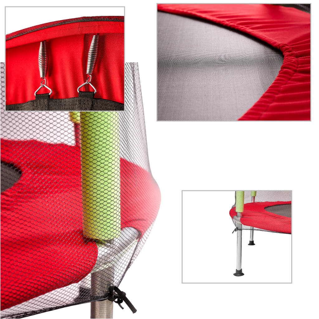 Vaikiškas sodo batutas su apsauginiu tinklu 140 cm (55 col.), raudonas