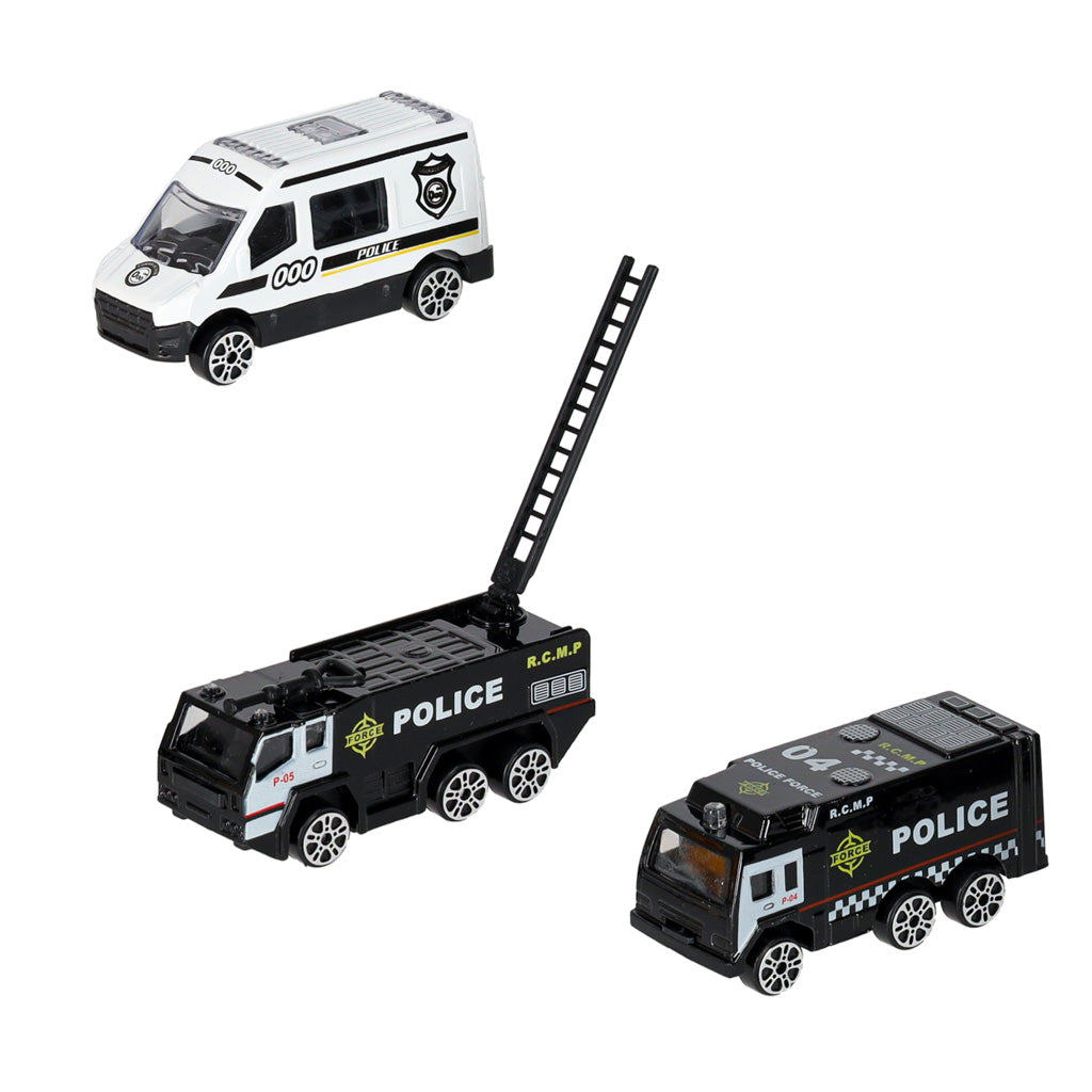 Transporto lėktuvas su 3 policijos automobiliais