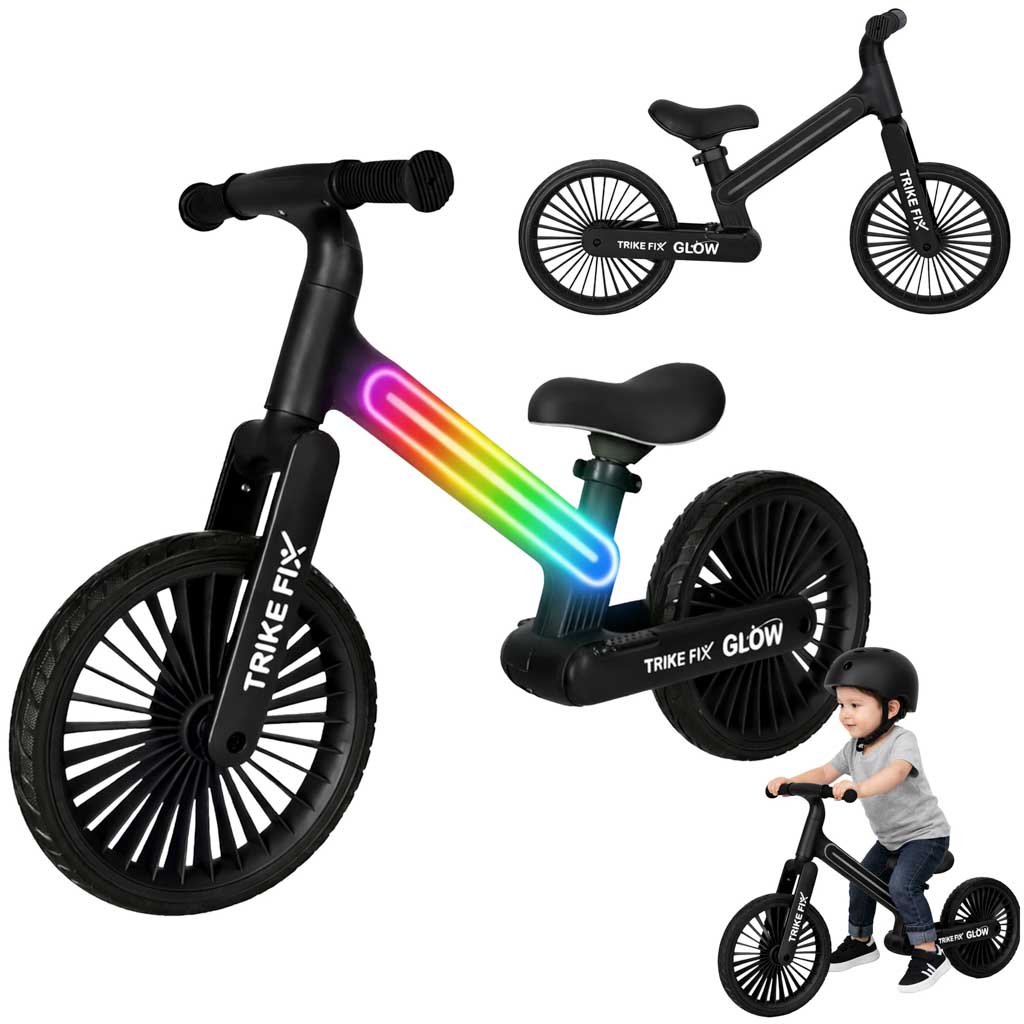 Balansinis dviratukas Trike Fix Glow su LED apšvietimu, juodas