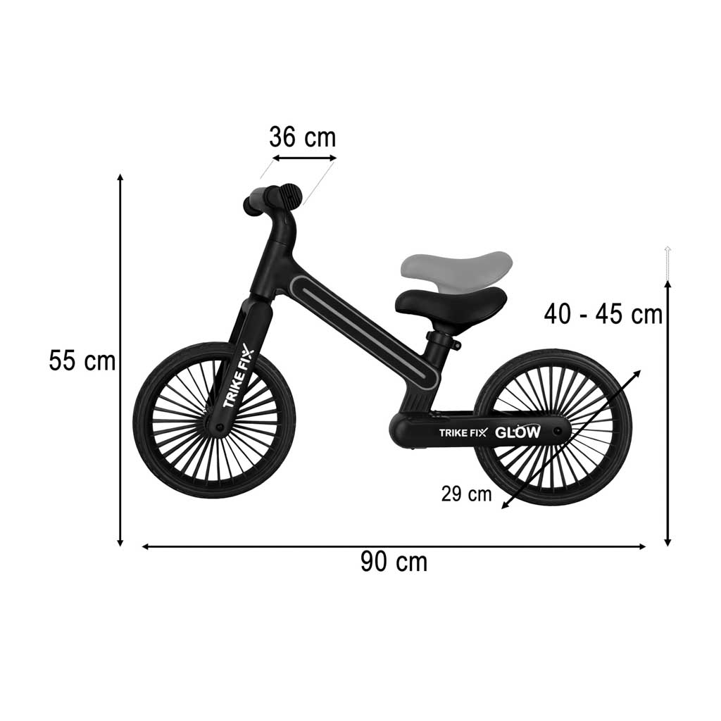 Balansinis dviratukas Trike Fix Glow su LED apšvietimu, juodas