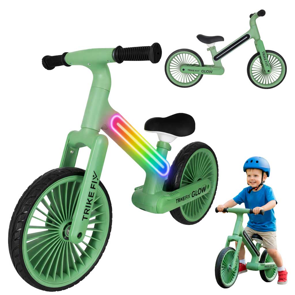 Balansinis dviratukas Trike Fix Glow su LED apšvietimu, žalia