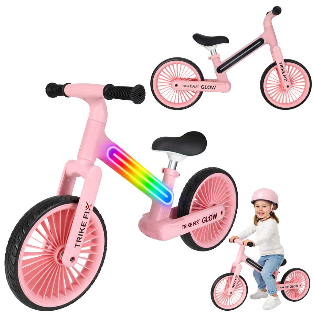 Balansinis dviratukas Trike Fix Glow su LED apšvietimu, rožinis