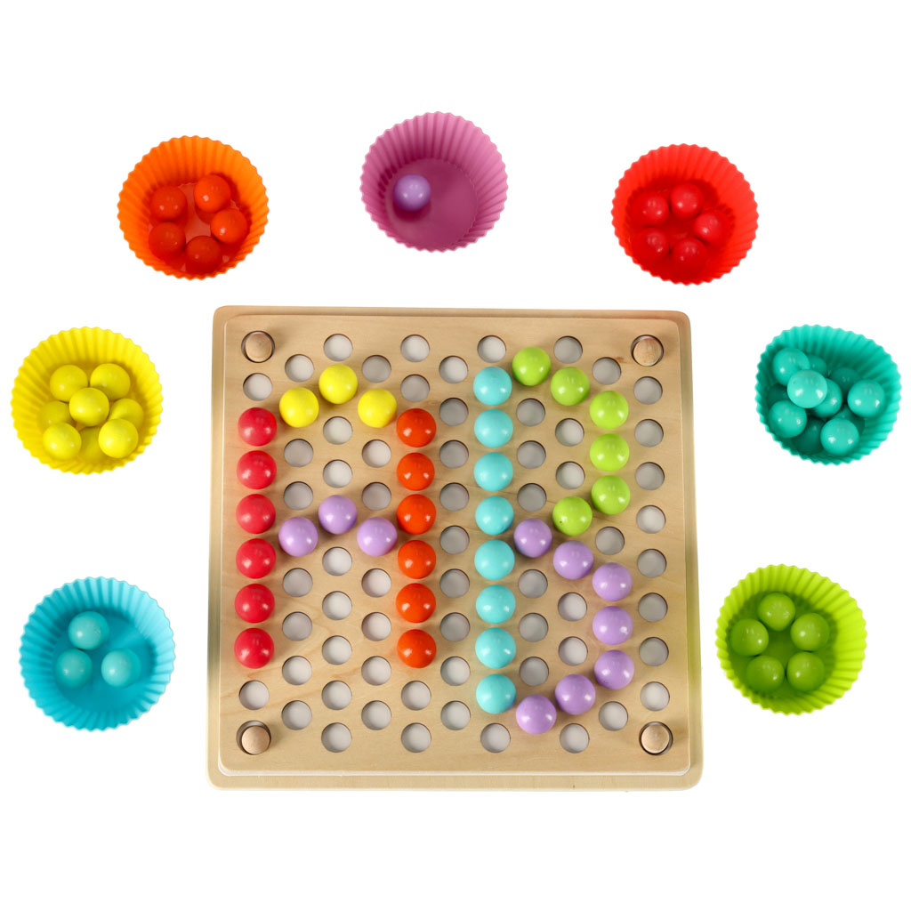 Montessori mozaika kamuoliukų dėlionė lavinamoji 77 el.