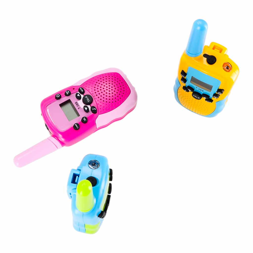 Vaikiškos racijos Walkie Talkie, 3 vnt. komplektas, iki 3 km